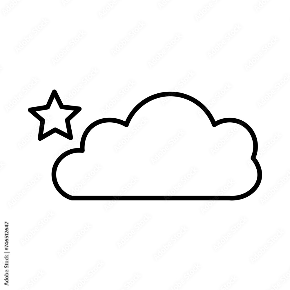 Clouds and stars weather icon, digital art illustration Clouds and stars weather icon, digital art illustration