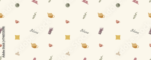 Seamless pattern in pastel colors. Cozy background.
