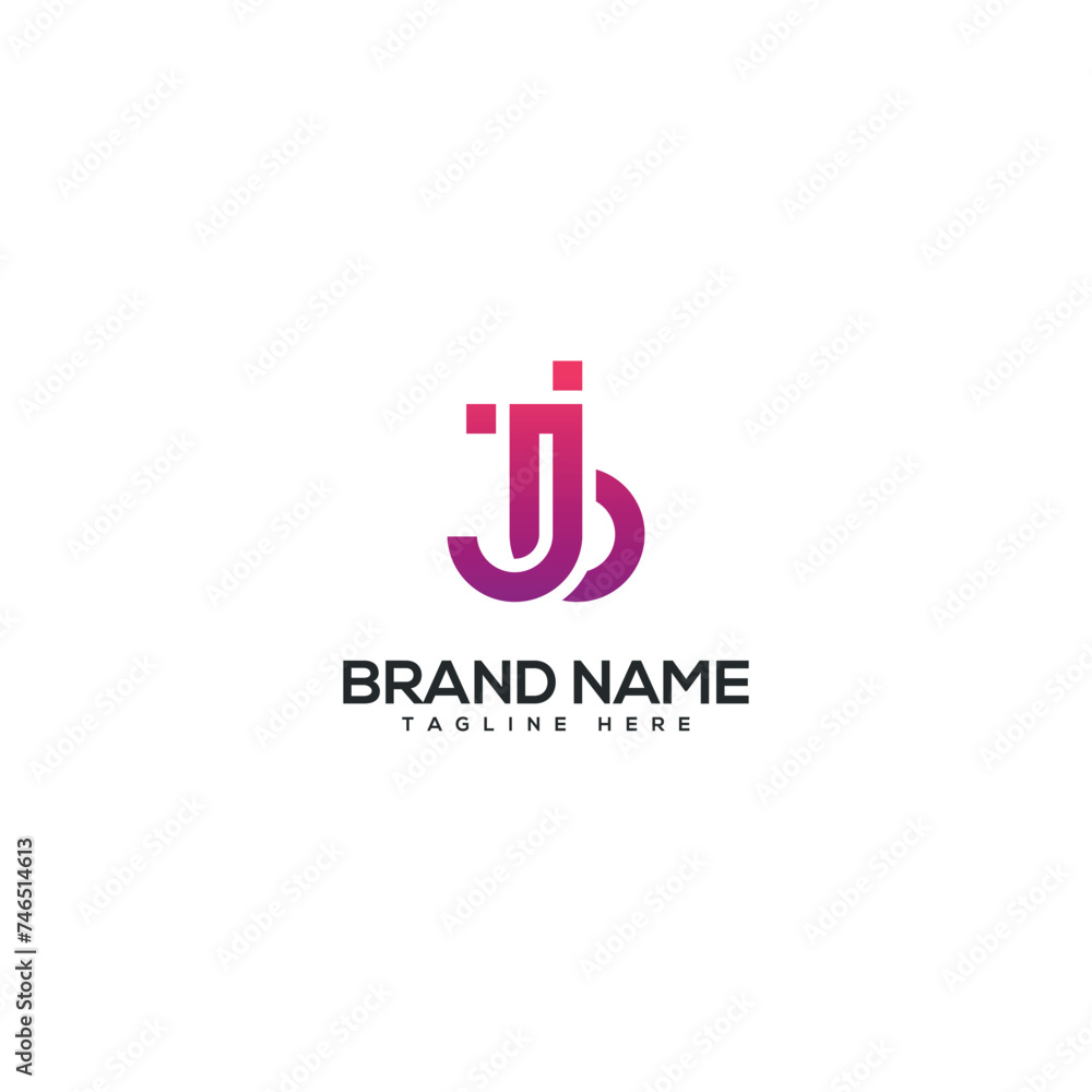 Modern colorful letter JB BJ logo design vector element. Initials business logo.