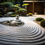Zen garden with carefully arranged stones.