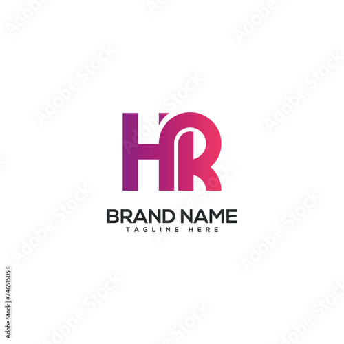 Modern colorful letter HR RH logo design vector element. Initials business logo.