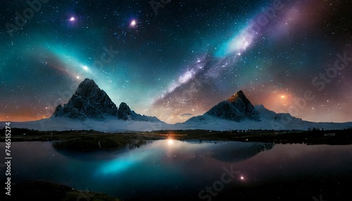 aurora borealis in the mountains © Frantisek