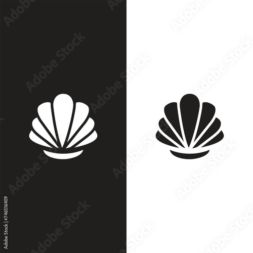 Seashell shell / shellfish or seafood line art icon for wildlife apps and websites