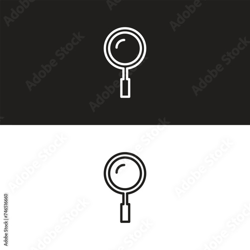 Magnifying glass instrument set icon, magnifying sign, glass, magnifier or loupe sign, search – stock vector