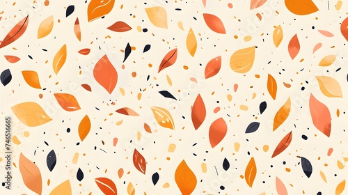 Autumn Leaves Pattern: Vibrant Mix of Orange, Yellow, and Brown Leaves on Light Background