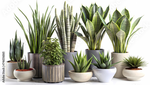 Collection of Small Indoor Sansevieria Plants in Different Pots - Home Indoor Design