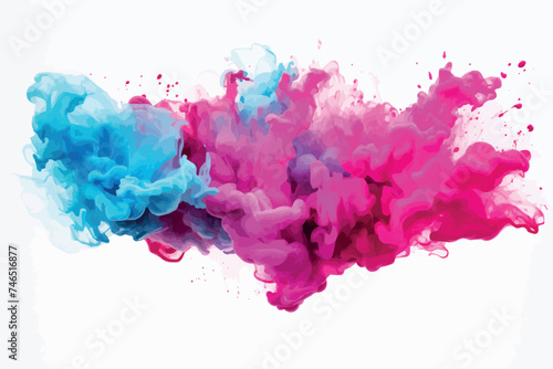 colorful rainbow holi paint color powder explosion isolated on white wide panorama background