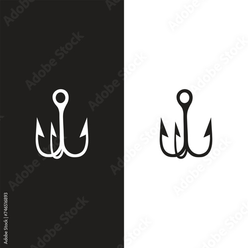 Triple fishing hook with feather icon. Simple illustration of triple fishing hook with feather vector icon for web design isolated on white background
