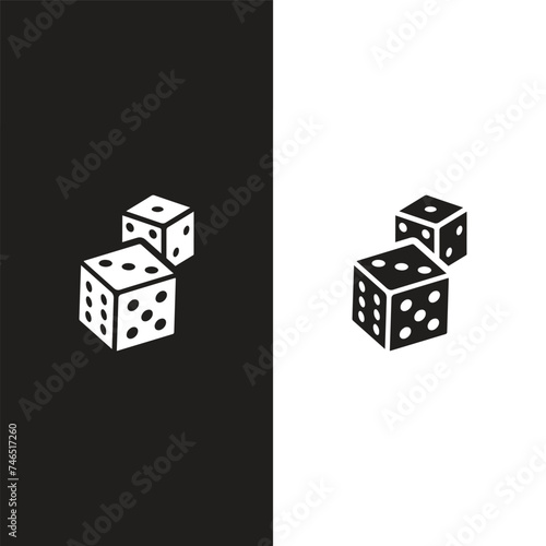 Vector dices icon. Two-tone version on black and white background