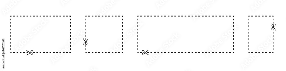 Square cut line paper scissors with different size illustration decoration