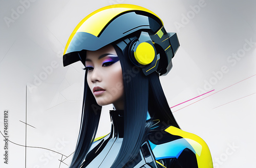 portrait of a futuristic Chinese woman in a helmet