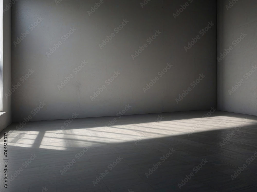 Gray wall in an empty room with sun shadows Gray wall in an empty room with sun shadows