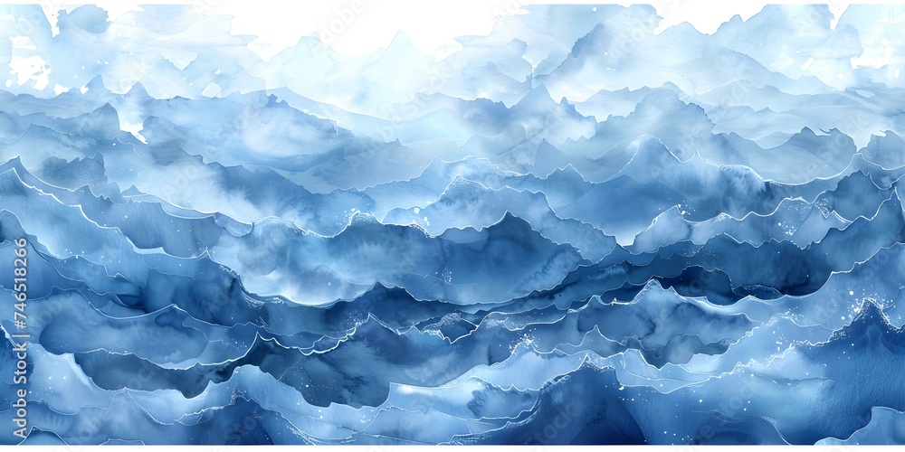 Dreamy Blue Watercolor Waves Create an Artistic Abstract Seamless Background. Concept Abstract Art, Watercolor Painting, Blue Waves, Seamless Background, Artistic Texture Dreamy Blue Watercolor Waves Create an Artistic Abstract Seamless Background. Concept Abstract Art, Watercolor Painting, Blue Waves, Seamless Background, Artistic Texture