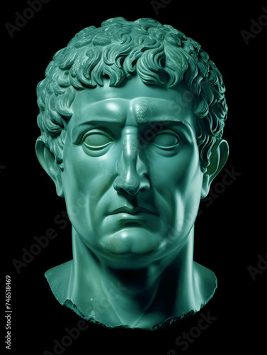 Busts of Roman politician and general Mark Antony. Marble sculpture of ancient generals and senators.