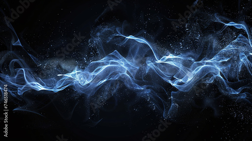 Beautiful dark abstract background with blue wave