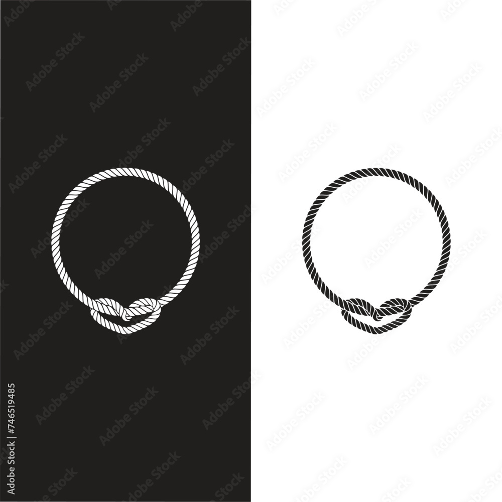 Round rope curve symbol set. Different thickness circular ropes set for ...