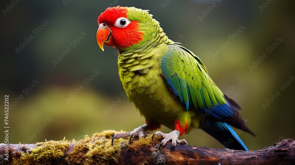 Obraz premium Lush rainforest canopy teeming with exotic birds, monkeys, and hidden wildlife sounds