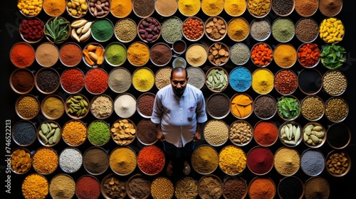 A lively indian marketplace bustling with colorful spices, textiles, and exotic goods