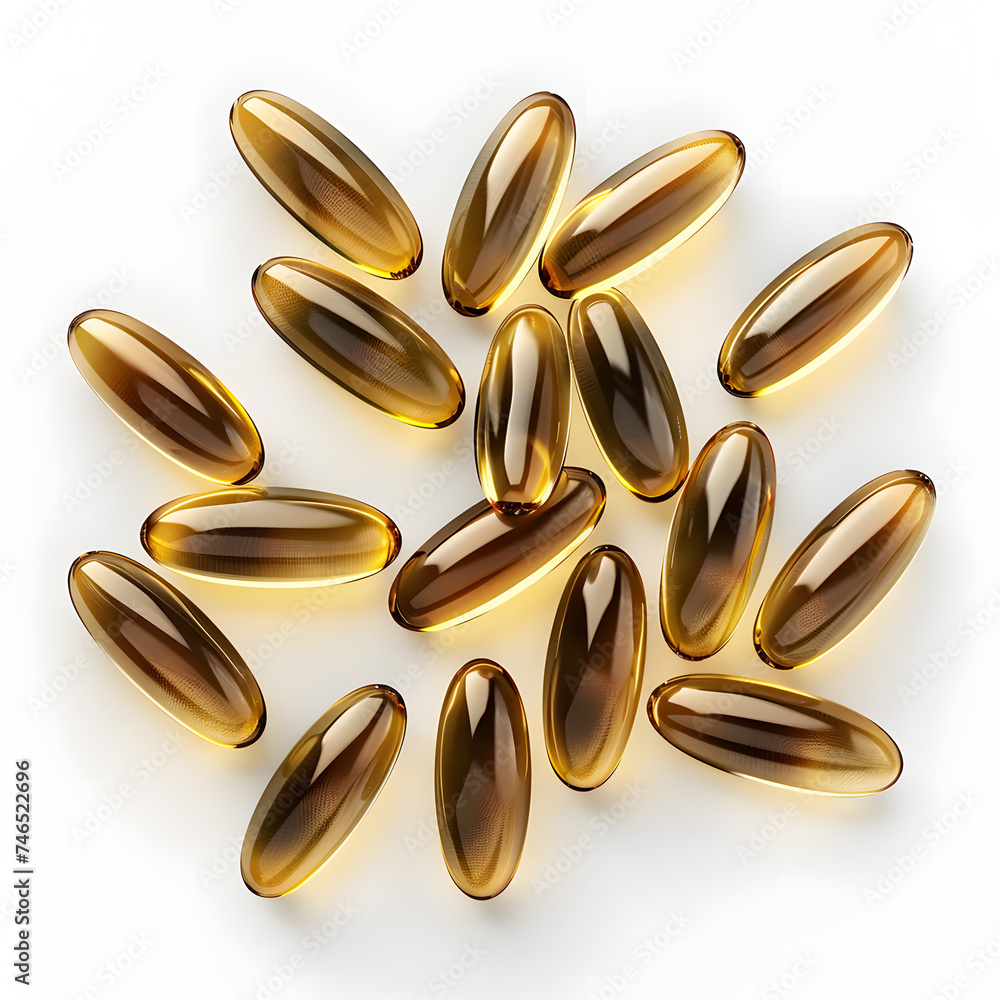 Oil Capsules isolated on White Background