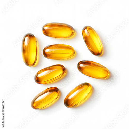 Oil Capsules isolated on White Background