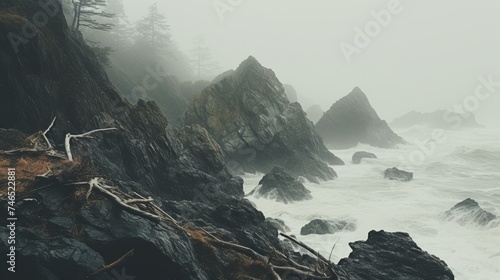 Ocean views from windswept coastal cliff with soaring seabirds and crashing waves.