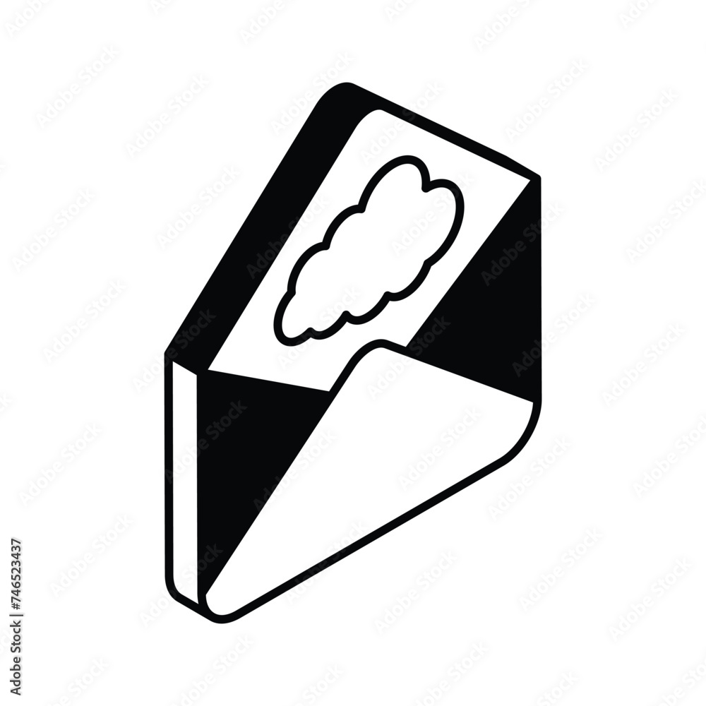 An isometric icon of cloud mail, ready to use and download An isometric icon of cloud mail, ready to use and download