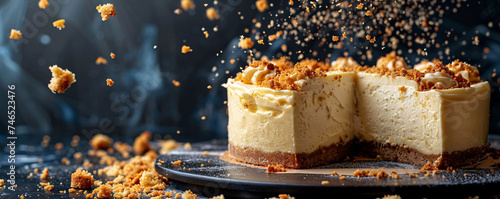 Indulgent Cheesecake Slice with Caramel Crumb Topping