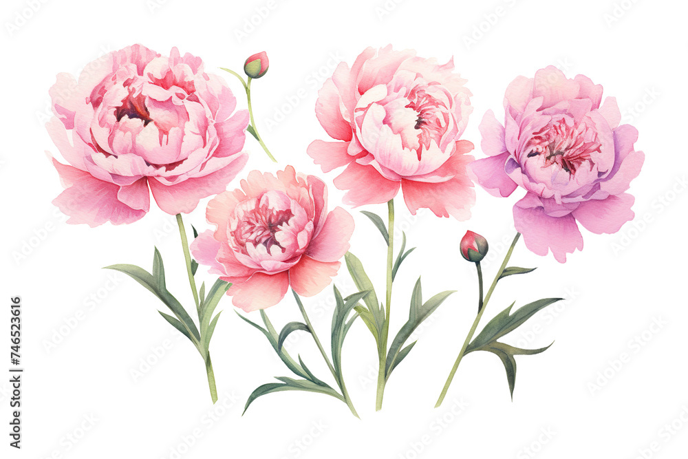 pink Peony Watercolor Illustration pink Peony Watercolor Illustration