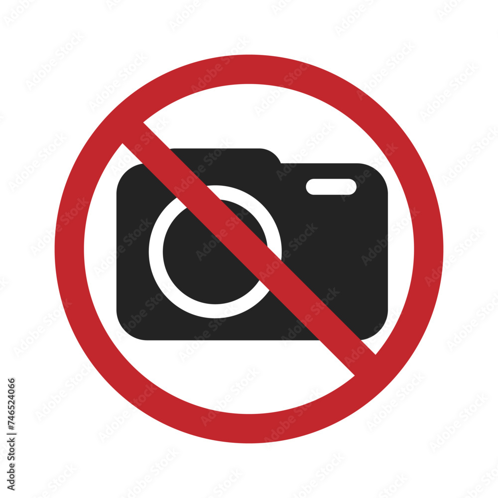 Isolated prohibition sign no camera allowed, do not take picture with round camera crossed red sign Isolated prohibition sign no camera allowed, do not take picture with round camera crossed red sign