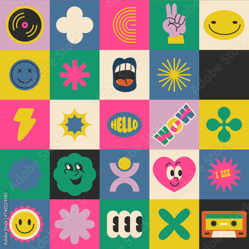 Minimalist Geometric Shapes Colorful Grid