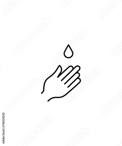 hand with water drop icon, vector best line icon.