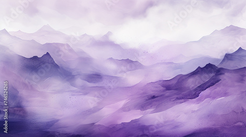Image of the beauty of nature, mountains, fog, purple, pastel purple wave beauty. The concept of natural beauty