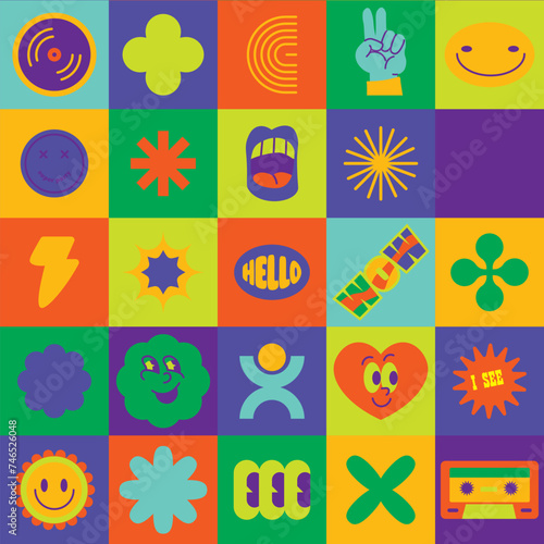 Joyful Emojis Seamless Pattern