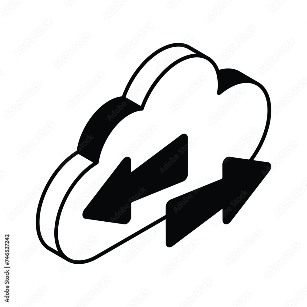 Cloud transfer isometric vector design isolated on white background Cloud transfer isometric vector design isolated on white background