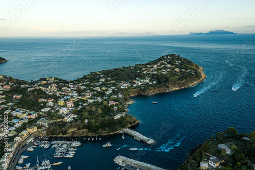 Procida,Italy - September 28 , 2019: characteristic houses of Procida with tourists and inhabitants - Italy