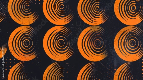 Retro-Inspired Orange and Black Spiral Patterns
