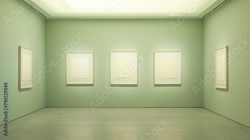 photo frame mockup, Living room with sunlight shine through a sliding window, wooden floor, green wall.