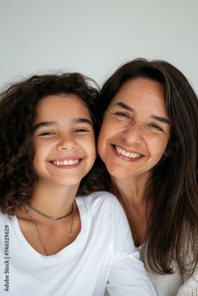 A mother and daughter pose together for a photo, capturing their loving bond. Fictional Character Created By Generated By Generated AI. A mother and daughter pose together for a photo, capturing their loving bond. Fictional Character Created By Generated By Generated AI.