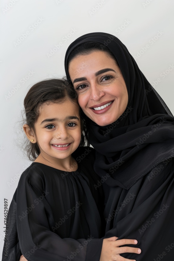 Arabic speaking woman and young girl in traditional clothing. Fictional Character Created By Generated By Generated AI. Arabic speaking woman and young girl in traditional clothing. Fictional Character Created By Generated By Generated AI.