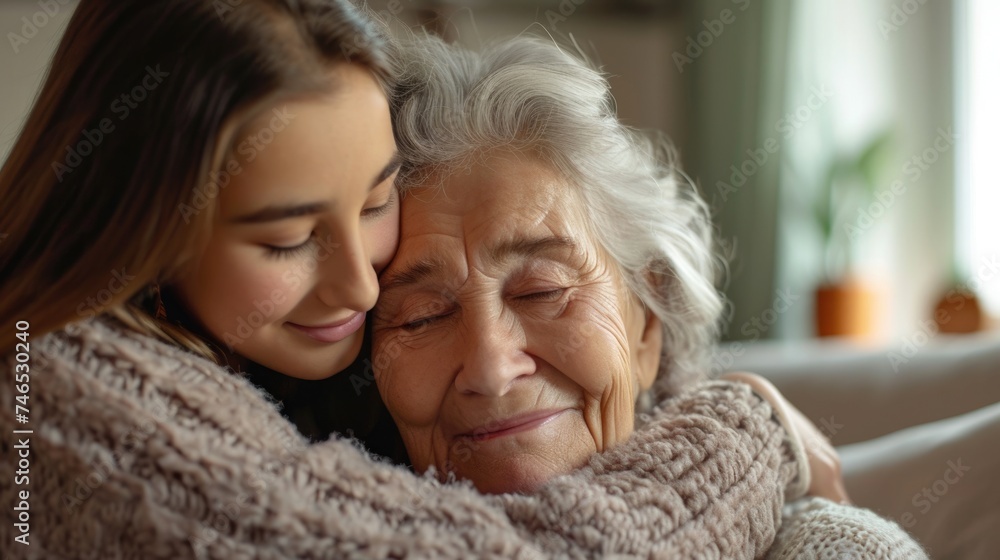 A Heartwarming Moment between a Young Girl and an Old Lady. Fictional Character Created By Generated By Generated AI. A Heartwarming Moment between a Young Girl and an Old Lady. Fictional Character Created By Generated By Generated AI.