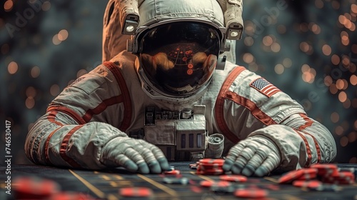 astronaut astronaut plays casino cards. Generative AI