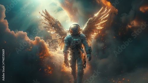 astronaut astronaut with angel wings. Generative AI