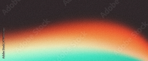 Grainy teal orange dark gradient wave background abstract vibrant retro style noise texture banner design copy space © AdGraphics