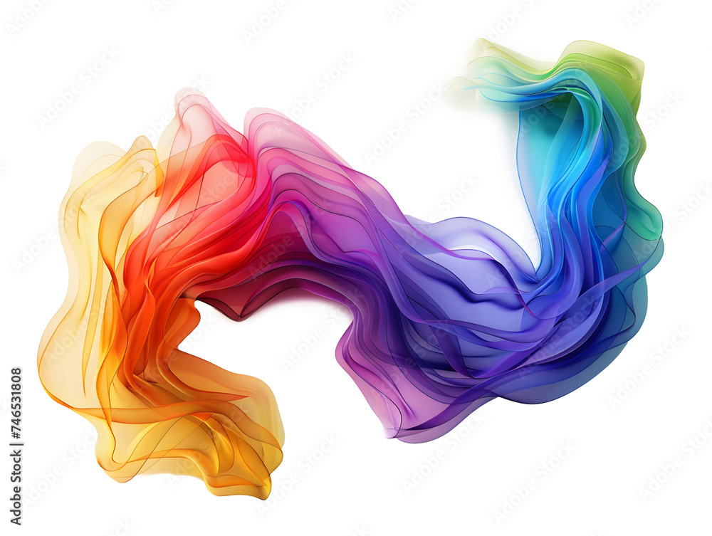 Rainbow Colorful 3D Render on White Background transparent .