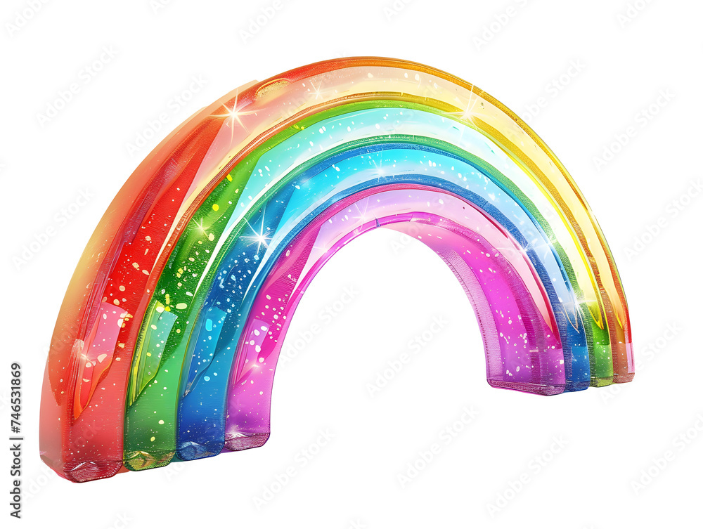 Fototapeta premium Rainbow Colorful 3D Render on White Background transparent .