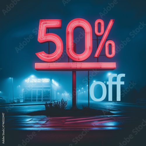 "50% off" text for an online shop