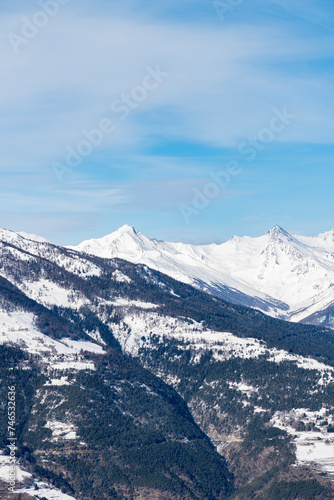 mountain panorama from Pila in Aosta  Italy