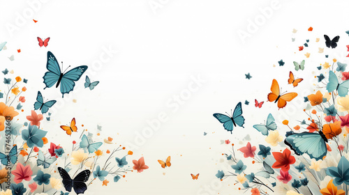 Abstract multi-colored butterflies and flowers for background design. nature concept © Rassamee