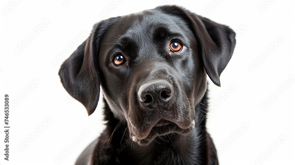 Labrador retriever portrait isolated on white background. Domestic dog.