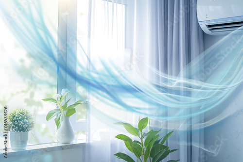 waves of fresh clean air in the apartment. Clean air from the air conditioner